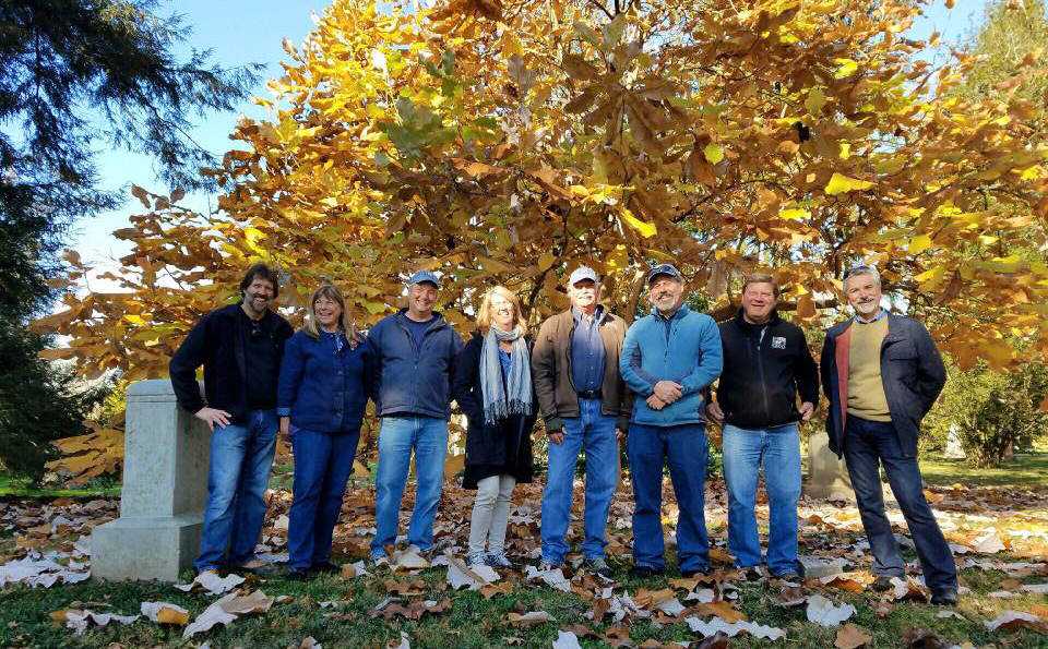 Before we parted ways, our morning tour group got together for a photo in front of grogeous Bigleaf Magnolia. From left to right: John Hoffman, Terri Barmes, Scott Beuerlein, Shannon Currey, Mike Berkley, John Magee, Steve Foltz, and Steve Castorani.