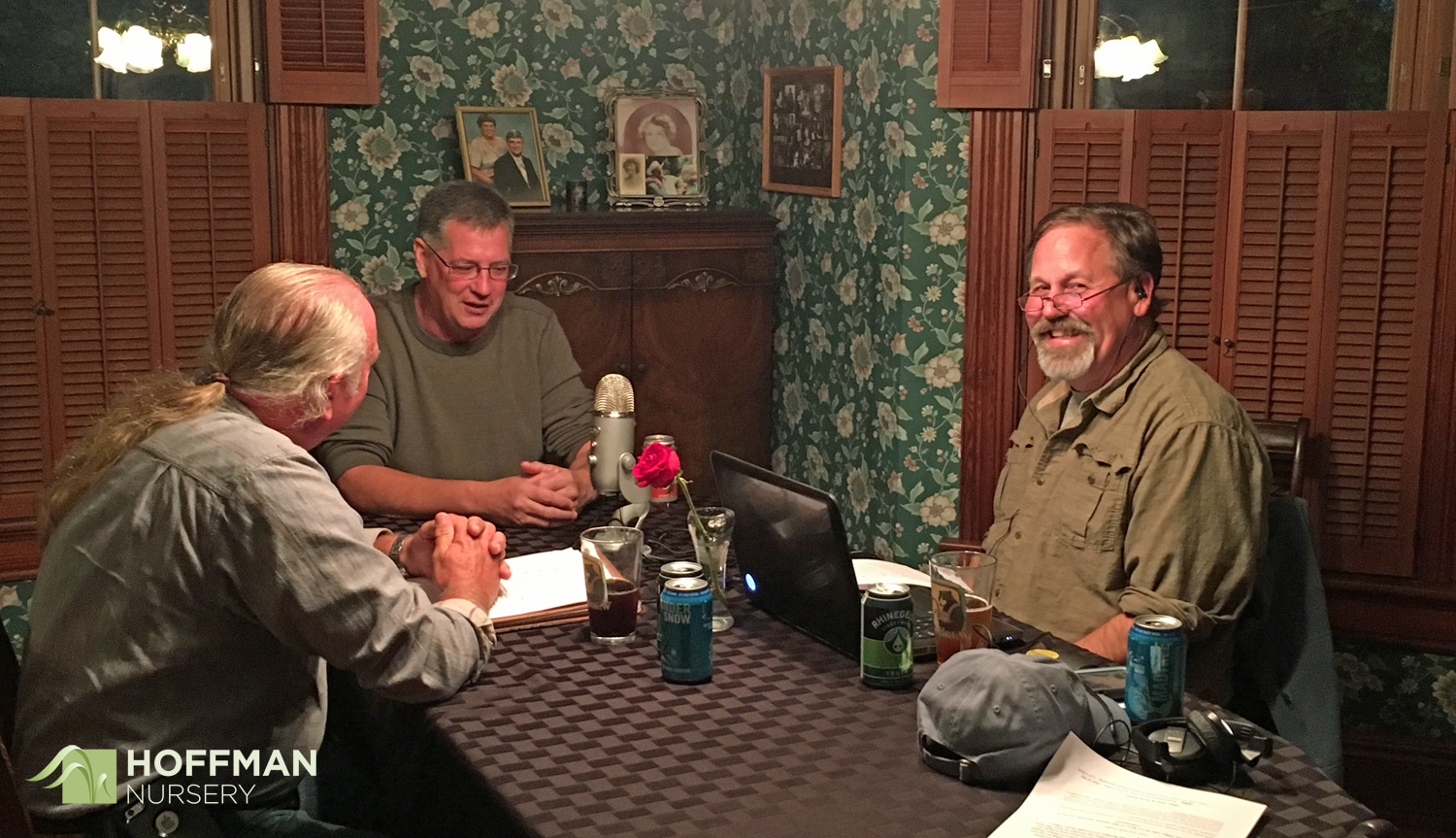 John Magee (R) and Mike Berkley (L) interview Brian Jorg about the Zoo's native plant gardens.